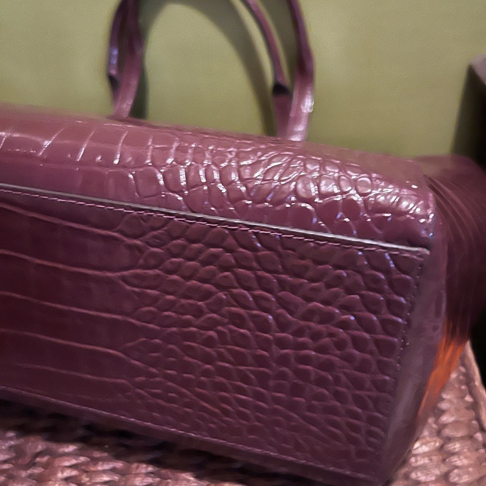 Kate Spade Deep Plum Riverside Street Exotic Bedford Tote Bag Purse - Picture 4 of 15
